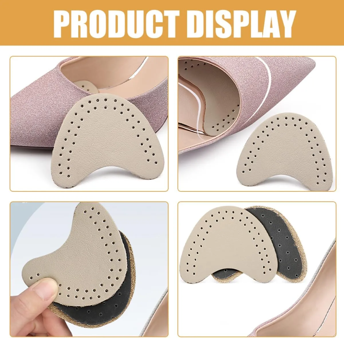 1set Forefoot Cushion Pads for High Heels Non Slip Skid Inserts Comfortable Foot Support for Womens Shoes Suitable for Flats Sneakers and More 8pairs
