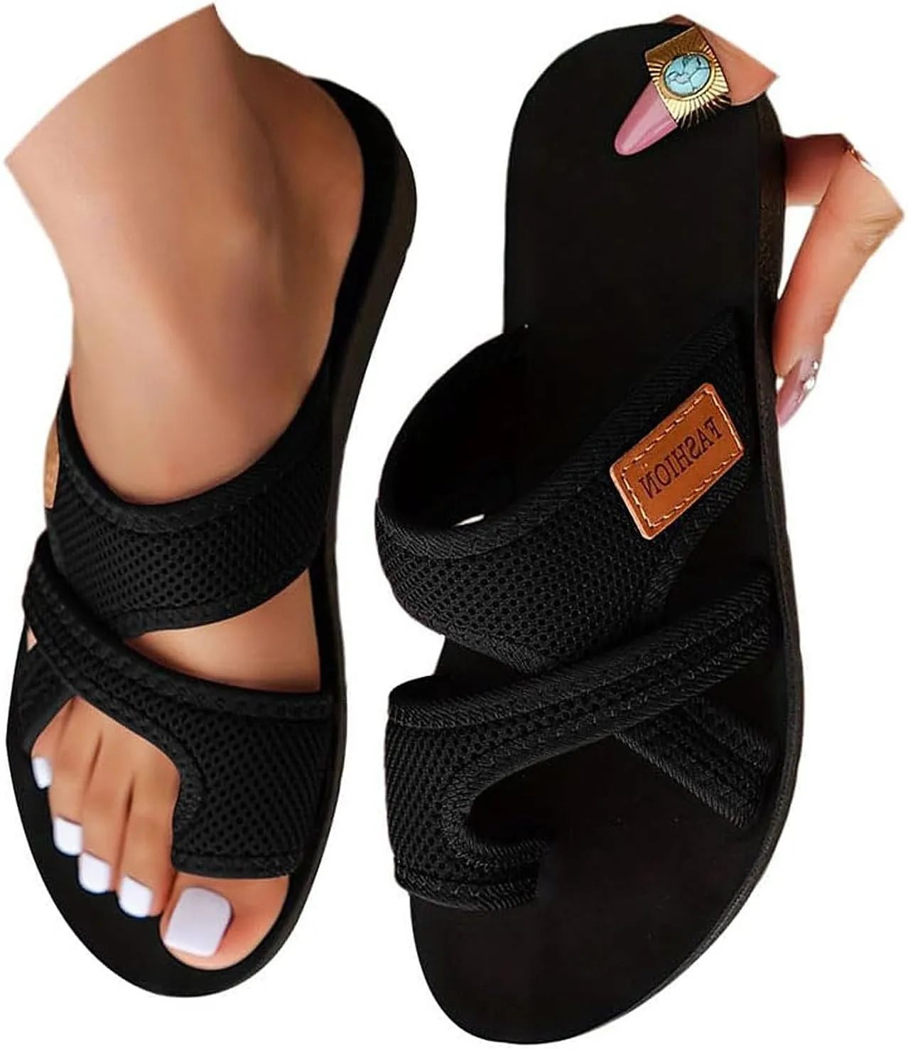 2024Women's Hollow Mesh Slide Sandals, Women Comfortable Orthopaedic Slippers Summer Mesh Flats Beach Sandals Mules