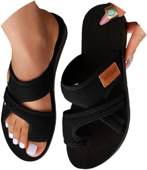 2024Women's Hollow Mesh Slide Sandals, Women Comfortable Orthopaedic Slippers Summer Mesh Flats Beach Sandals Mules