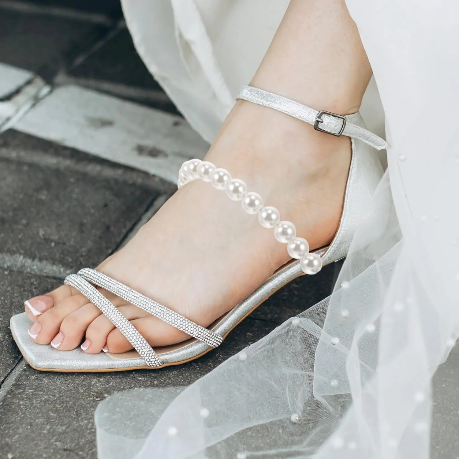 2pcs Pearl Laces Pearl Beaded Shoe Straps for High Heels White Shoe Laces Shoelaces Heel Straps Ankle