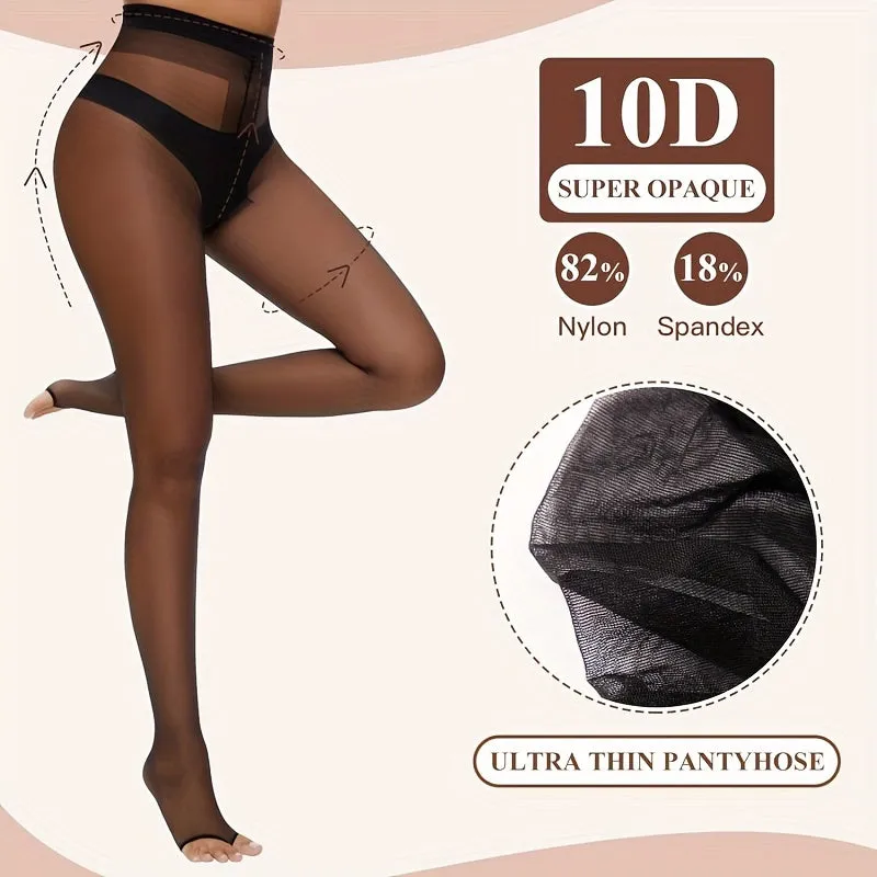 3 pairs of lightweight and breathable open toe tight pants, control top, pantyhose, women's fashionable daily accessories