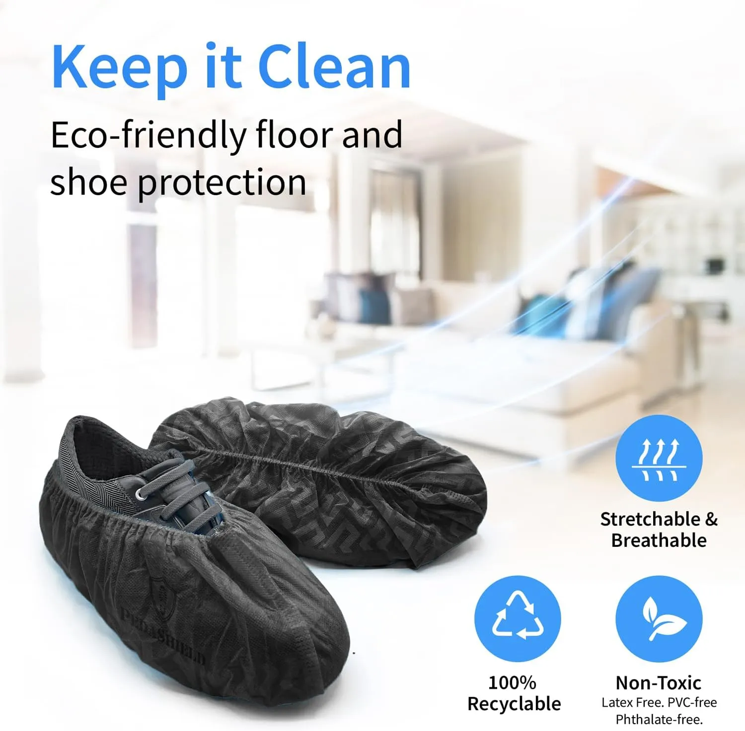 330 Premium XL Booties -Thick Extra Large Disposable Boot & Shoe Covers, Non Slip Foot Protectors, Construction Durable 42GSM for Indoors Outdoors, Up to US Men 13, Women 15 - Black