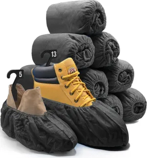 330 Premium XL Booties -Thick Extra Large Disposable Boot & Shoe Covers, Non Slip Foot Protectors, Construction Durable 42GSM for Indoors Outdoors, Up to US Men 13, Women 15 - Black