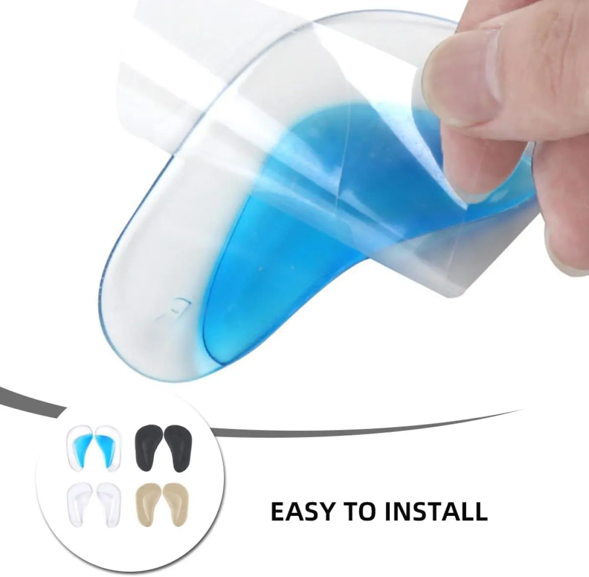 4 Pairs Gel Arch Support Cushions for Men Women Reusable Foot Arch Support Pads Comfortable Gel Insoles for Running Walking Long Standing Material