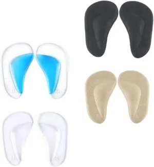 4 Pairs Gel Arch Support Cushions for Men Women Reusable Foot Arch Support Pads Comfortable Gel Insoles for Running Walking Long Standing Material