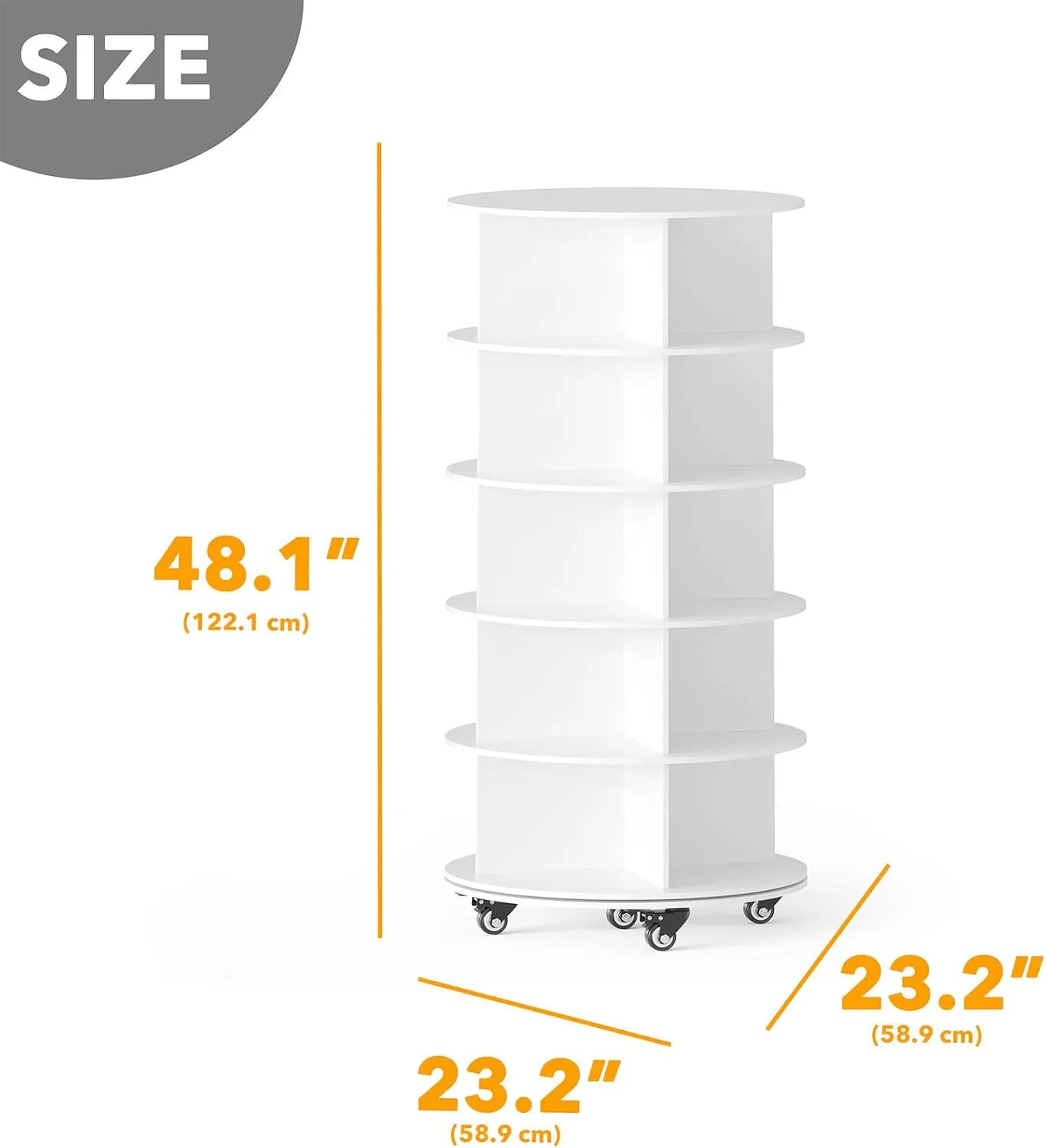 5-Tier Rotating Shoe Rack with Wheels