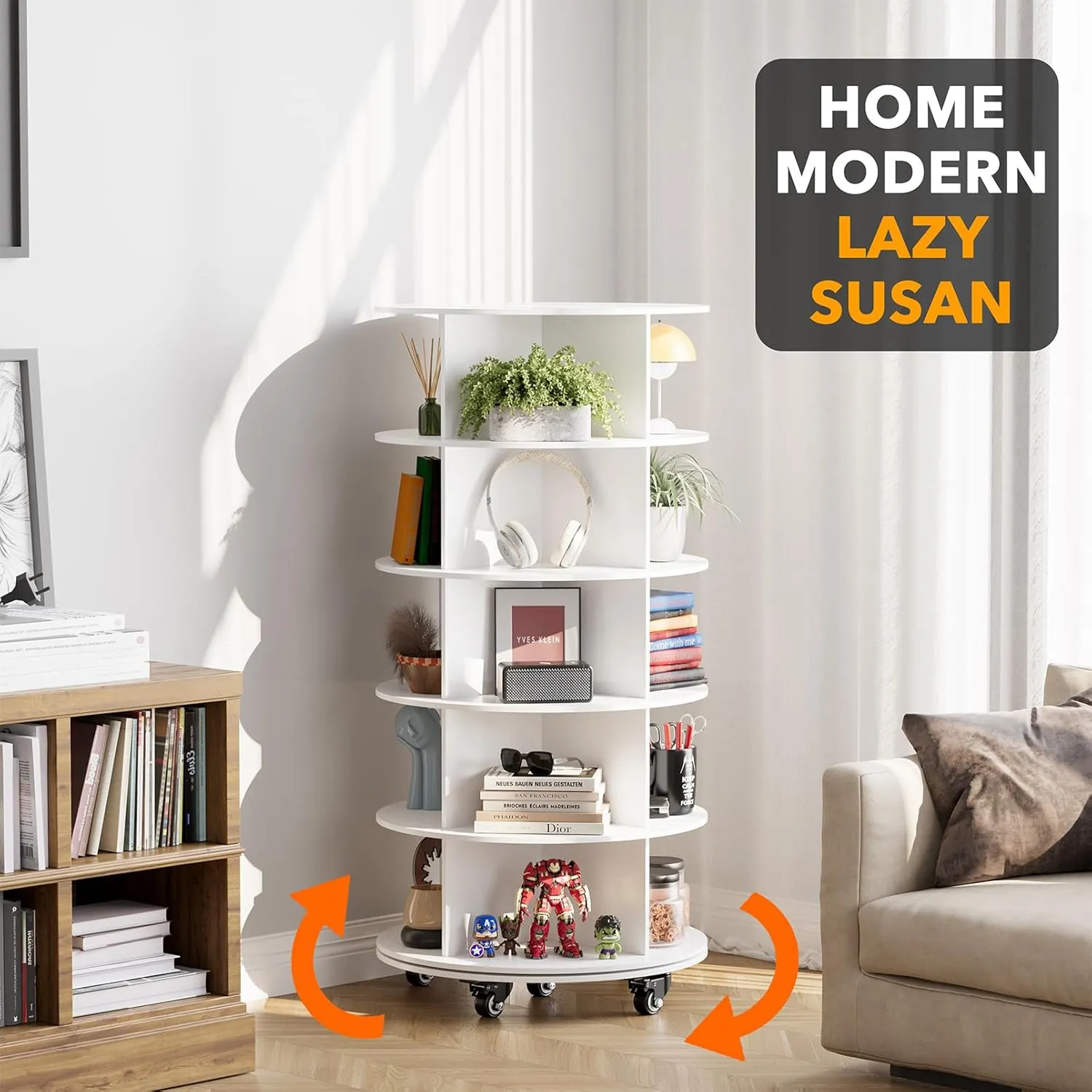5-Tier Rotating Shoe Rack with Wheels