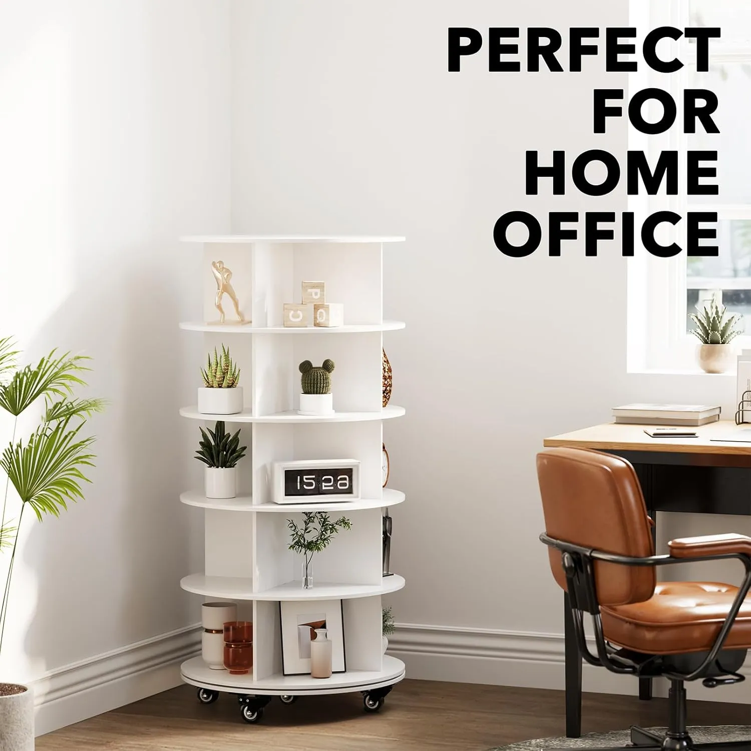 5-Tier Rotating Shoe Rack with Wheels