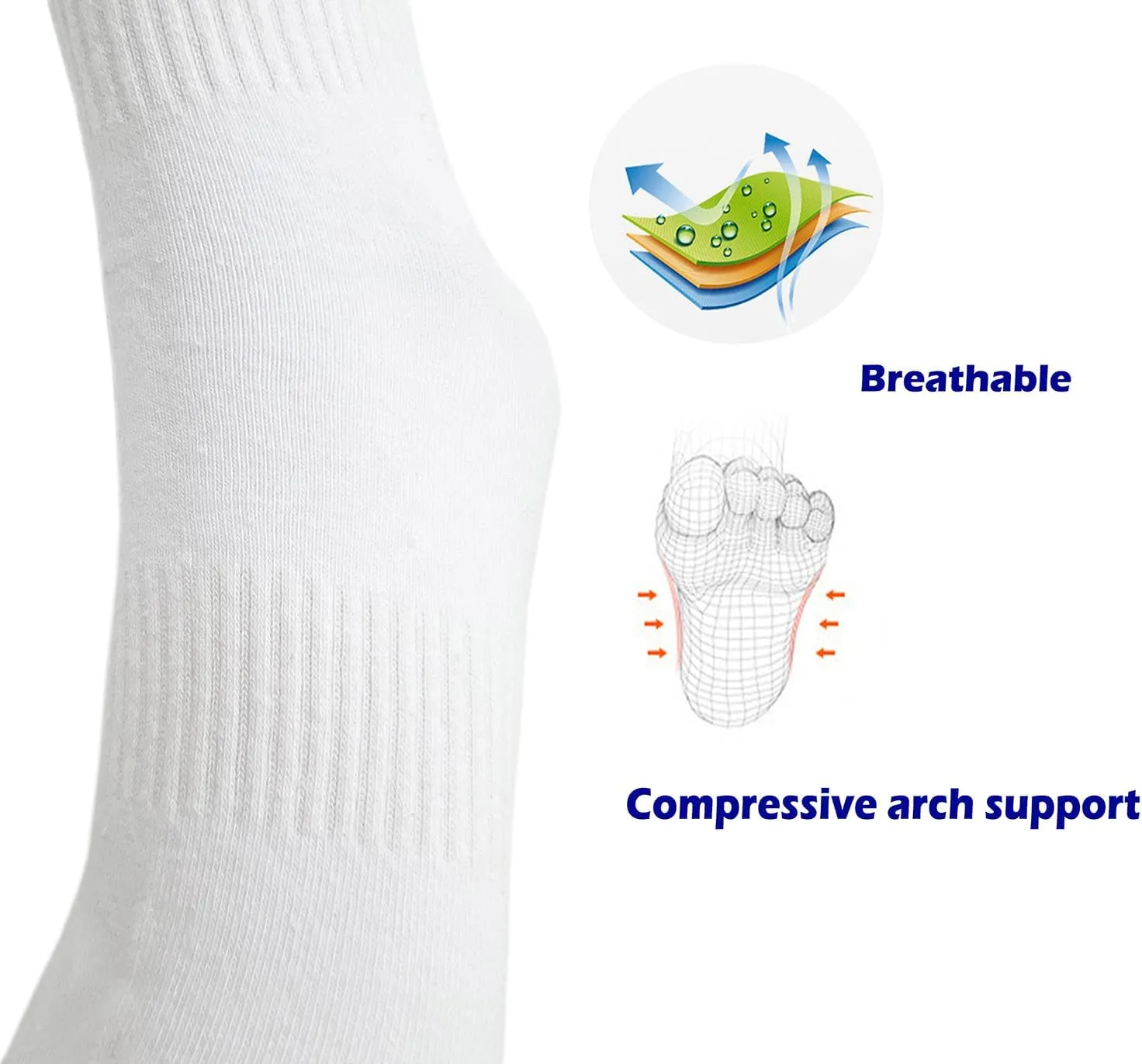 6 Pairs Comfortable Casual Cotton Socks for Women, Girls and Students (fit women girls shoe size 5-10)