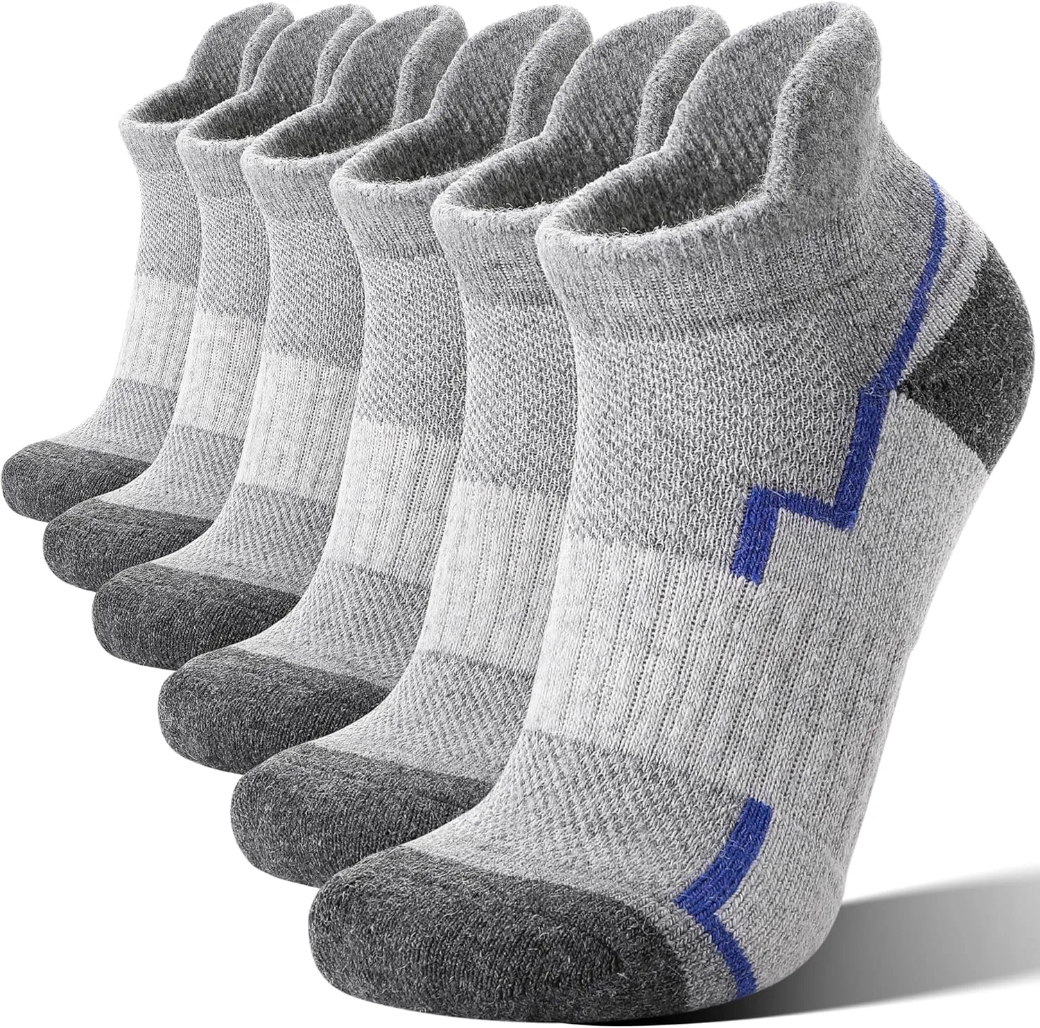 6 Pairs Merino Wool Ankle Hiking Running Socks Compression Support Thick Athletic Low Cut Socks for Women Men