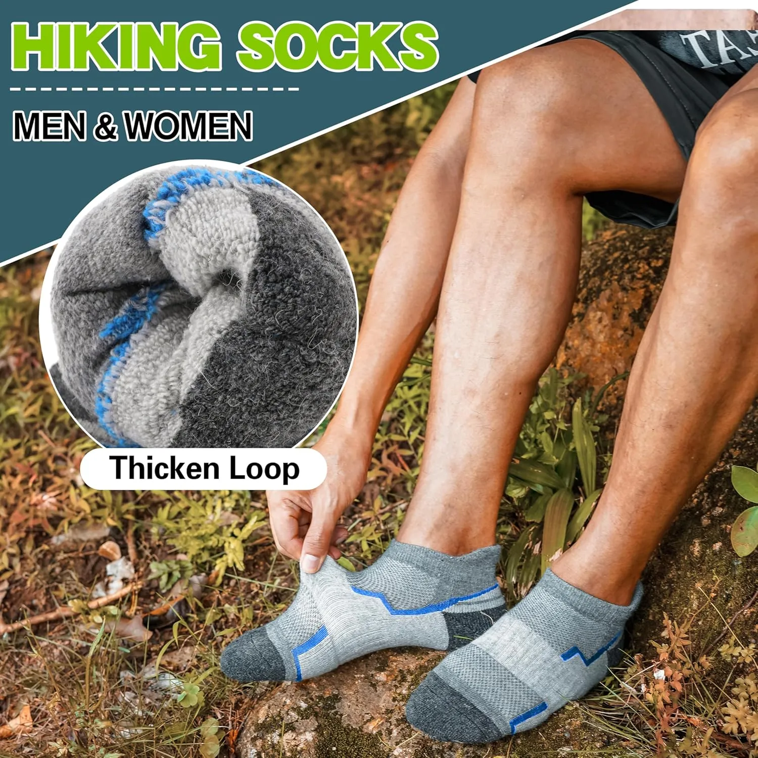 6 Pairs Merino Wool Ankle Hiking Running Socks Compression Support Thick Athletic Low Cut Socks for Women Men