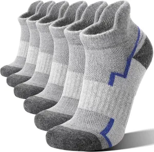 6 Pairs Merino Wool Ankle Hiking Running Socks Compression Support Thick Athletic Low Cut Socks for Women Men