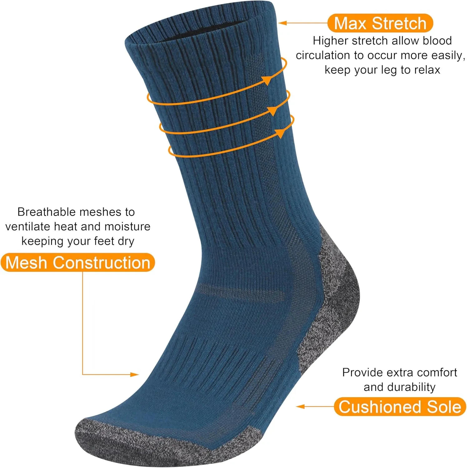 90% Merino Wool Ankle Men's Women's Athletic Wool Socks, 3 Pairs