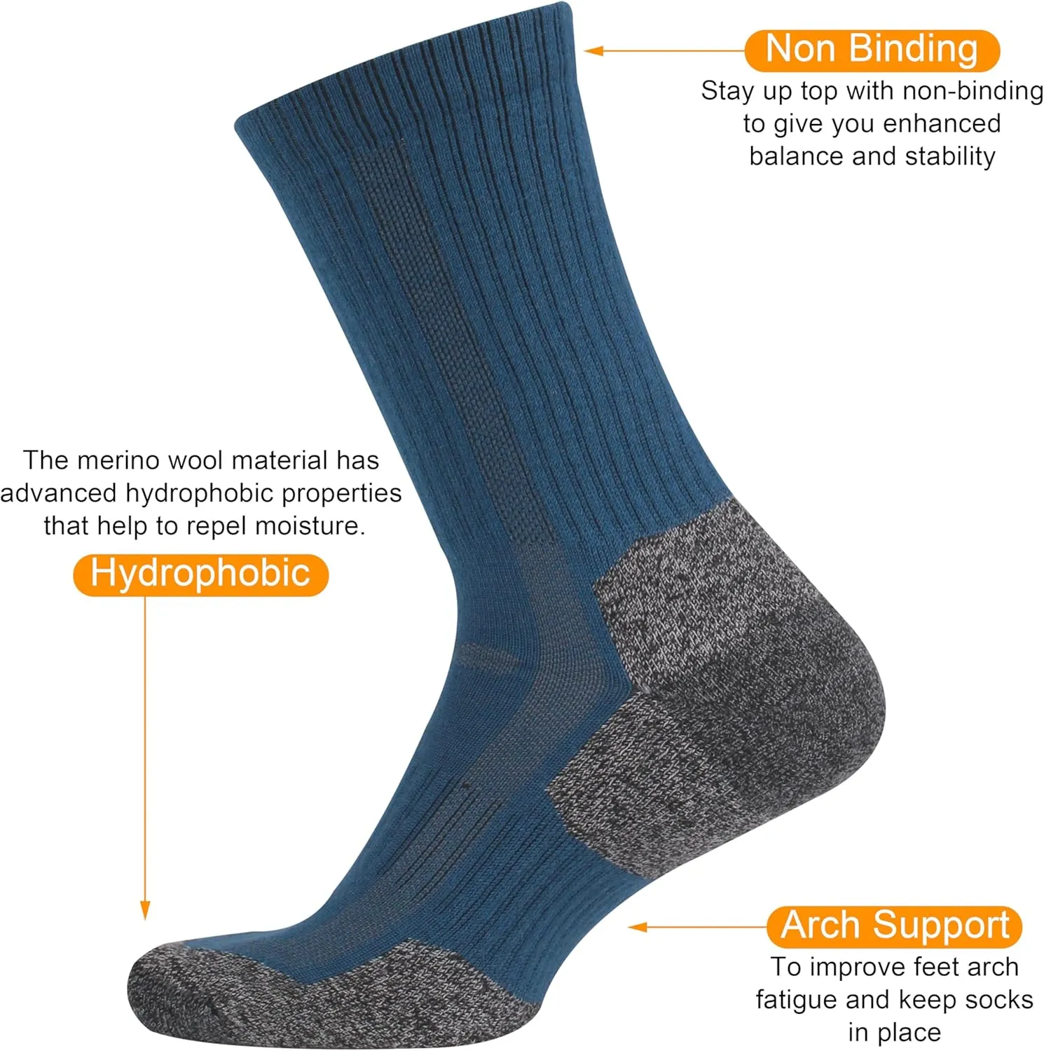 90% Merino Wool Ankle Men's Women's Athletic Wool Socks, 3 Pairs