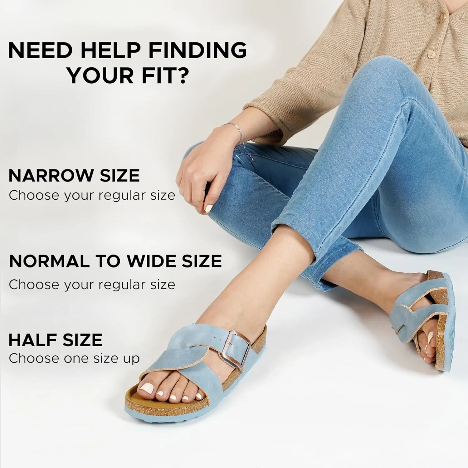 AEROTHOTIC Cork Recovery Slides for Women with Plantar Fasciitis Relief Comfortable Suede Footbed with Adjustable Buckle Cross Strappy Slip on Casual Travel Walking Beach Ladies Sandals