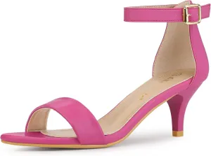 Allegra K Women's Ankle Strap Kitten Heel Sandals