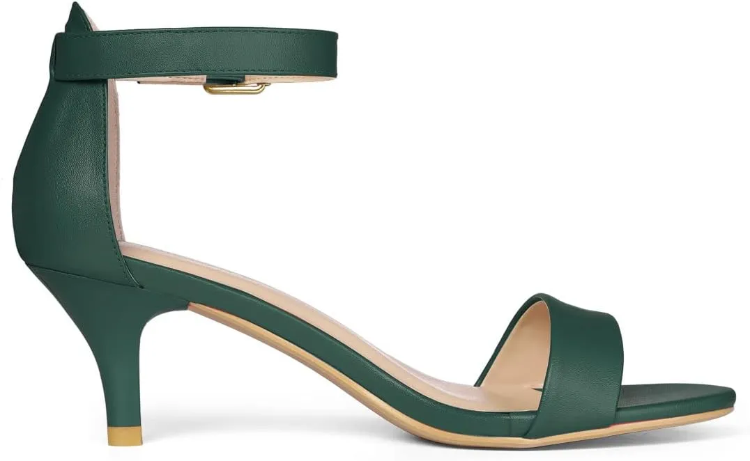 Allegra K Women's Ankle Strap Kitten Heel Sandals