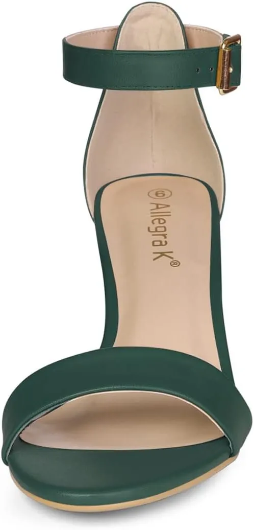 Allegra K Women's Ankle Strap Kitten Heel Sandals