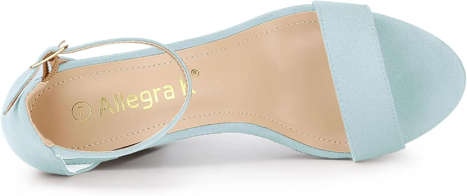 Allegra K Women's Ankle Strap Platform Chunky Heels Sandals