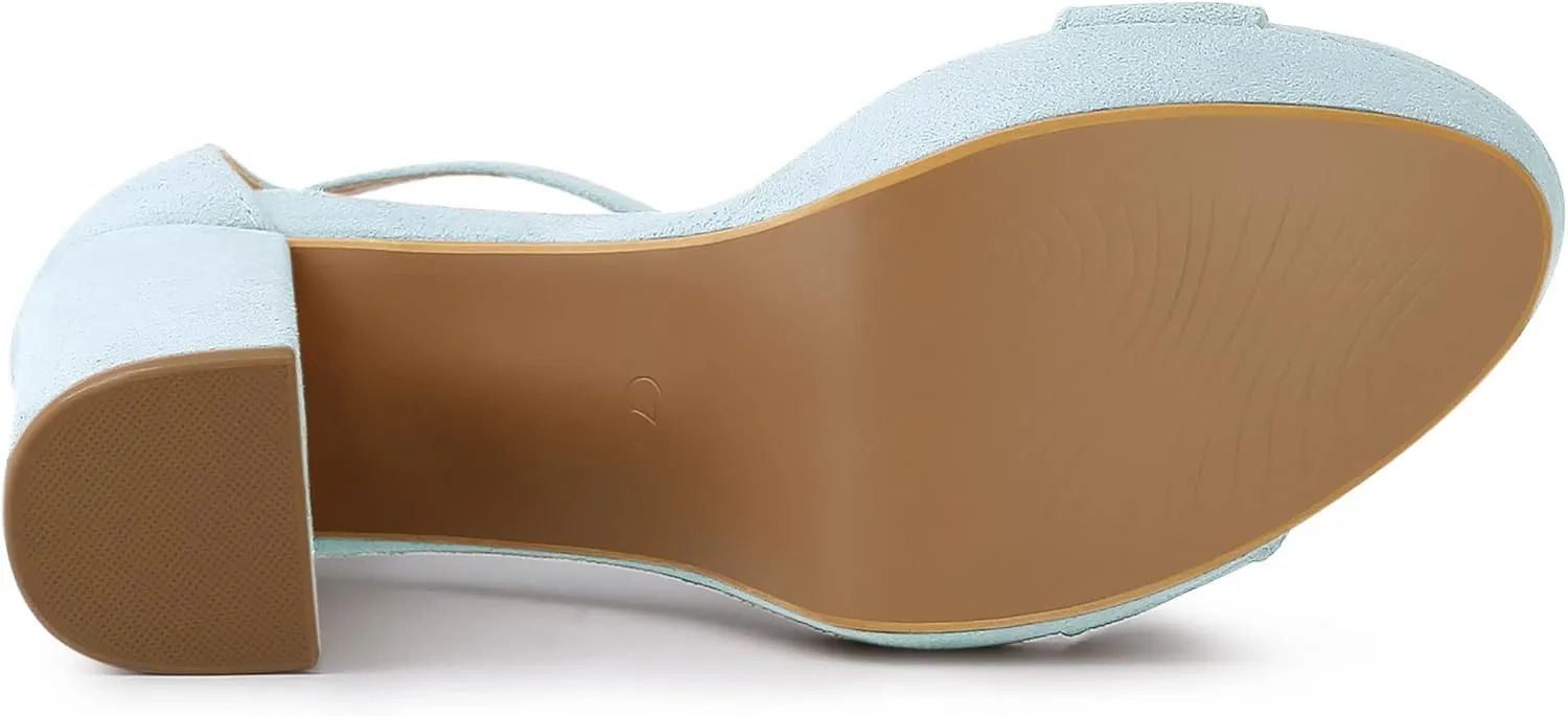 Allegra K Women's Ankle Strap Platform Chunky Heels Sandals