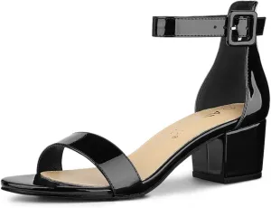 Allegra K Women's Block Low Heels Ankle Strap Sandals