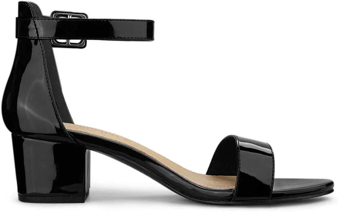 Allegra K Women's Block Low Heels Ankle Strap Sandals