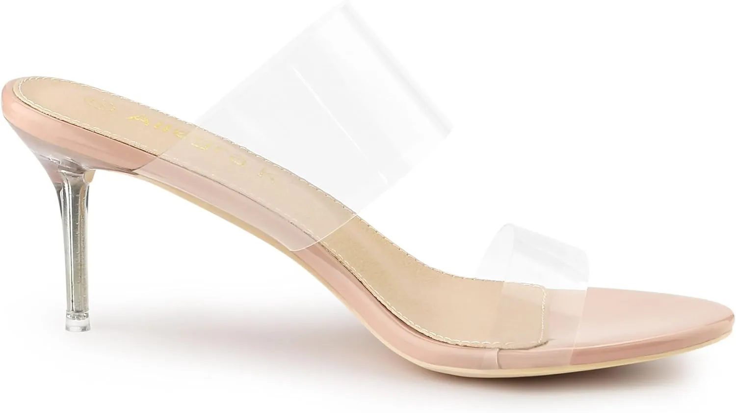 Allegra K Women's Clear Slide Stiletto Heel Clear Sandals