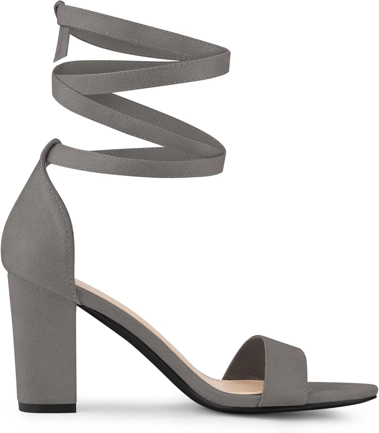 Allegra K Women's Lace Up and Ankle Strap Chunky Heel Sandals