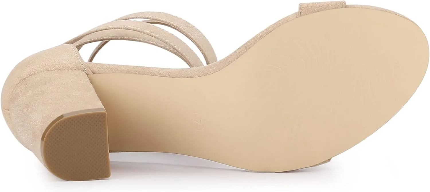 Allegra K Women's Lace Up and Ankle Strap Chunky Heel Sandals