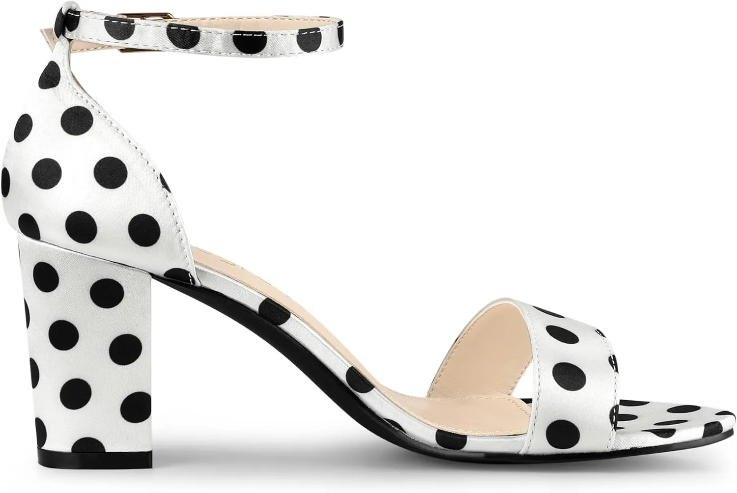 Allegra K Women's Open Toe Printed Ankle Strap Chunky High Heel Sandals