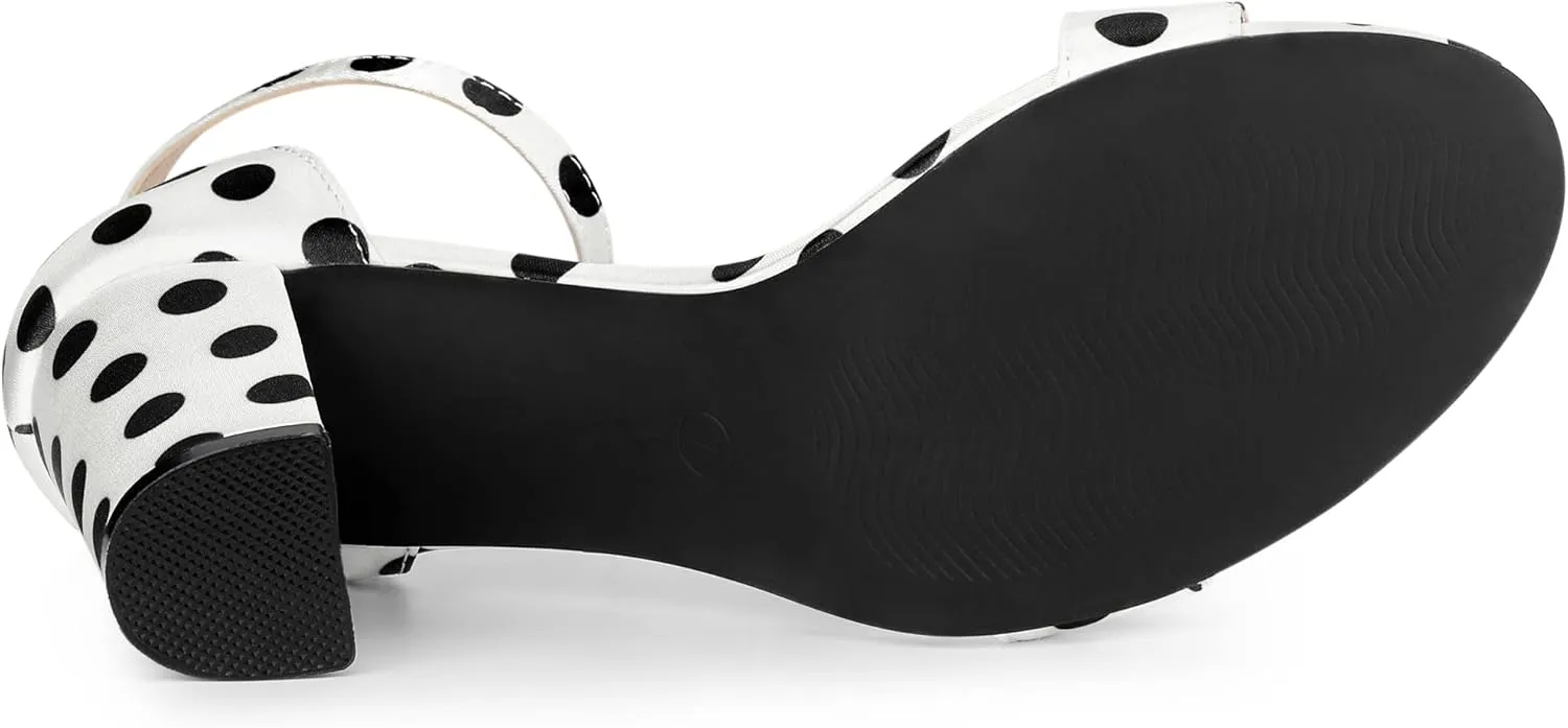 Allegra K Women's Open Toe Printed Ankle Strap Chunky High Heel Sandals