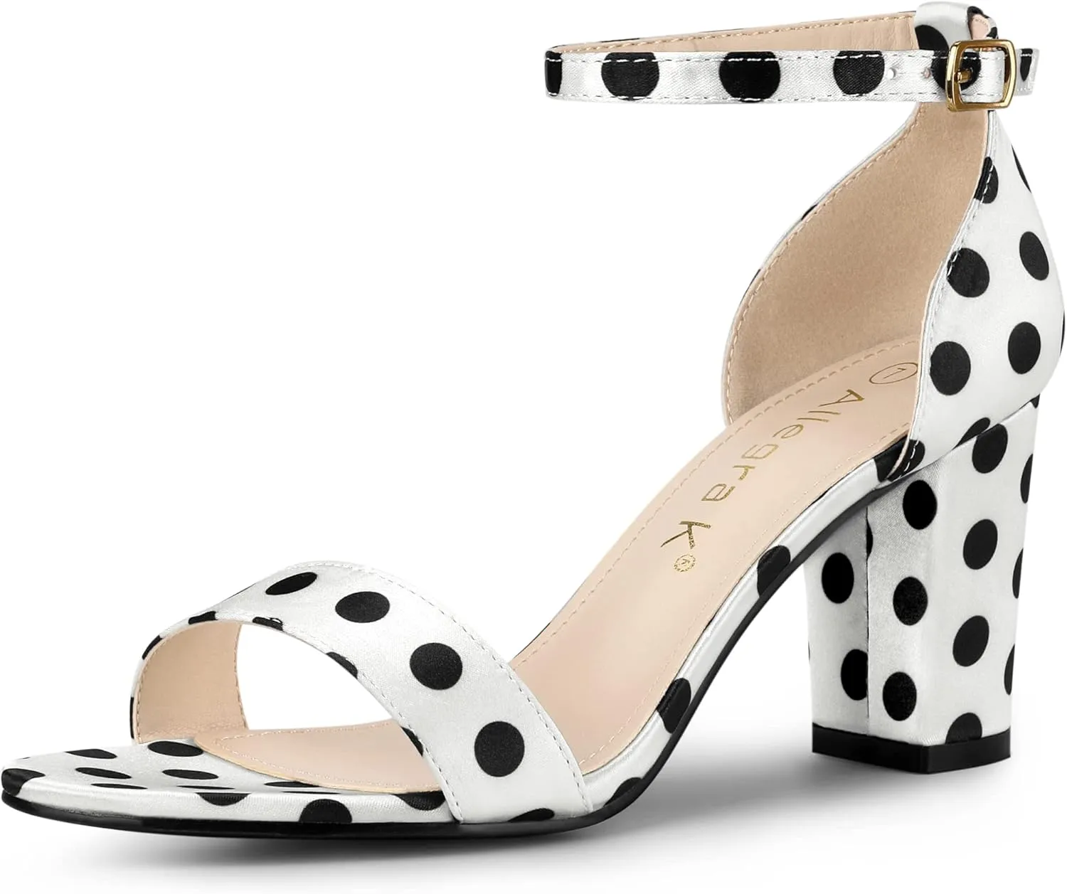 Allegra K Women's Open Toe Printed Ankle Strap Chunky High Heel Sandals