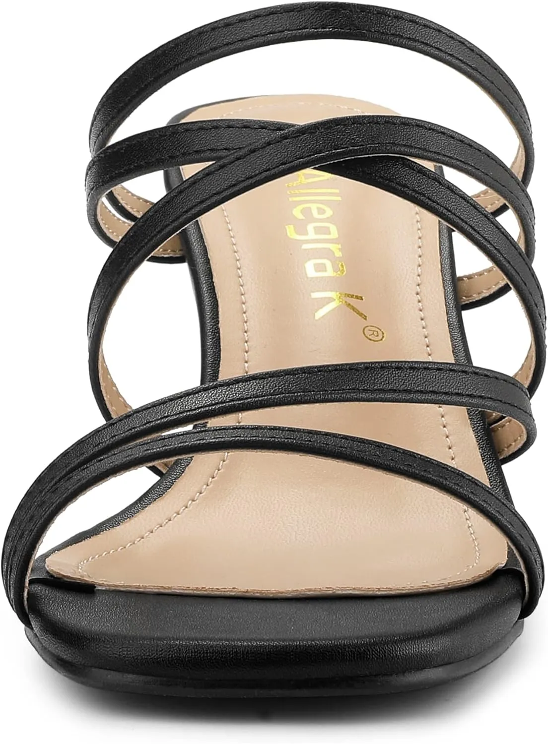 Allegra K Women's Strappy Block Heels Slide Heel Sandals