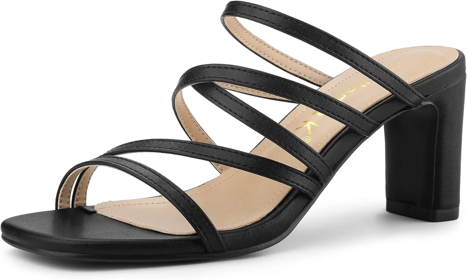 Allegra K Women's Strappy Block Heels Slide Heel Sandals