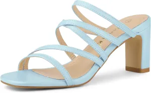 Allegra K Women's Strappy Block Heels Slide Heel Sandals