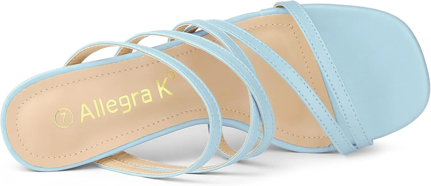 Allegra K Women's Strappy Block Heels Slide Heel Sandals
