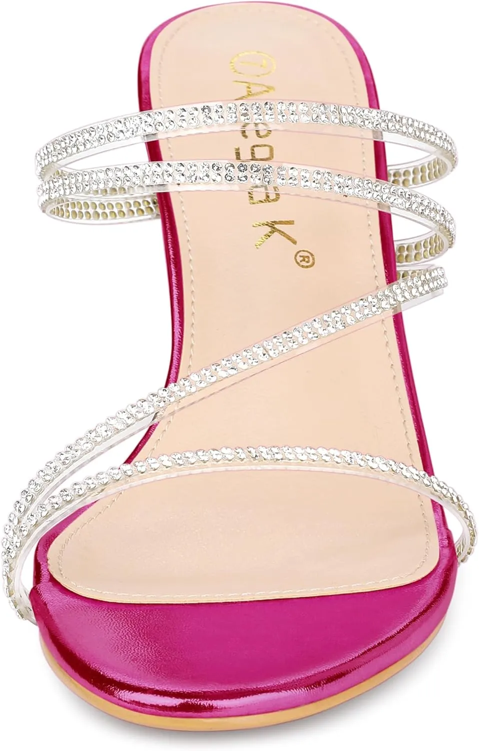 Allegra K Women's Strappy Rhinestone Block Heel Slide Sandals