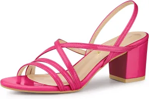 Allegra K Women's Strappy Slingback Chunky Heels Slide Sandals