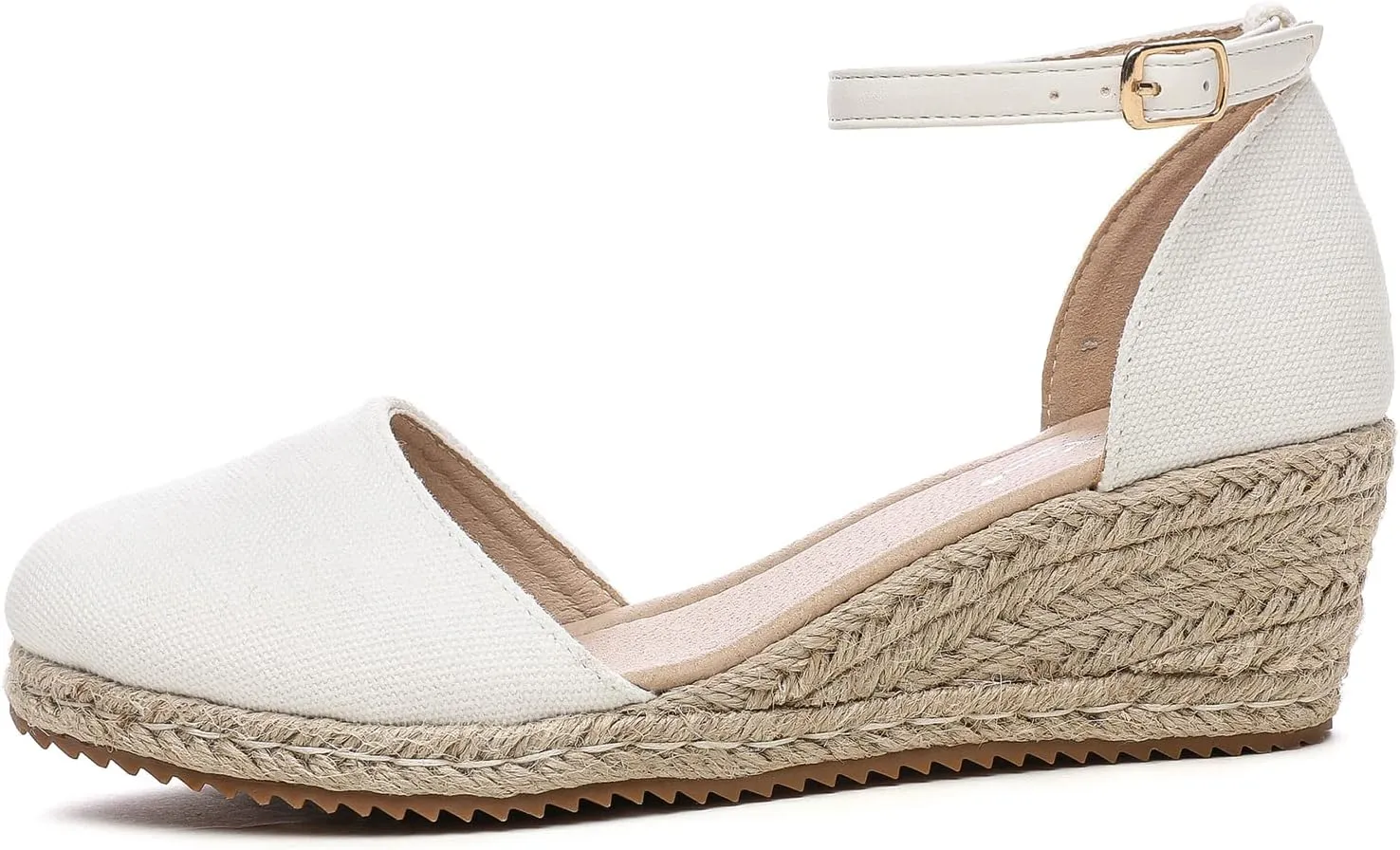 Altxic Women's Closed Toe Canvas Ankle Strap Espadrilles Wedge Sandals