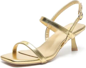 Amoji Women's 2.5 Inch Low Kitten Heels Ankle Strap Party Wedding Dress Shoes FZ326