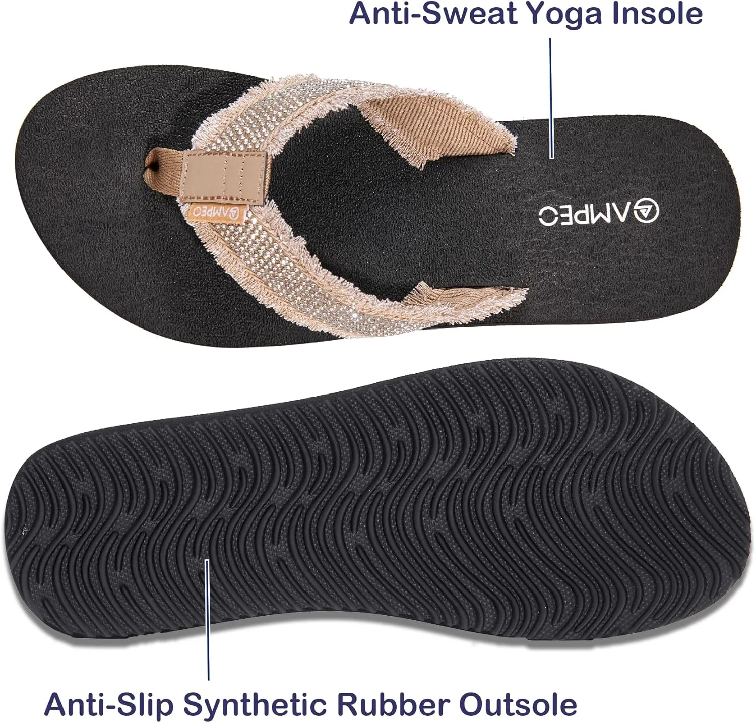 Ampeo Women's Arch Support Flip Flops Comfortable Casual Summer Beach Thong Sandals
