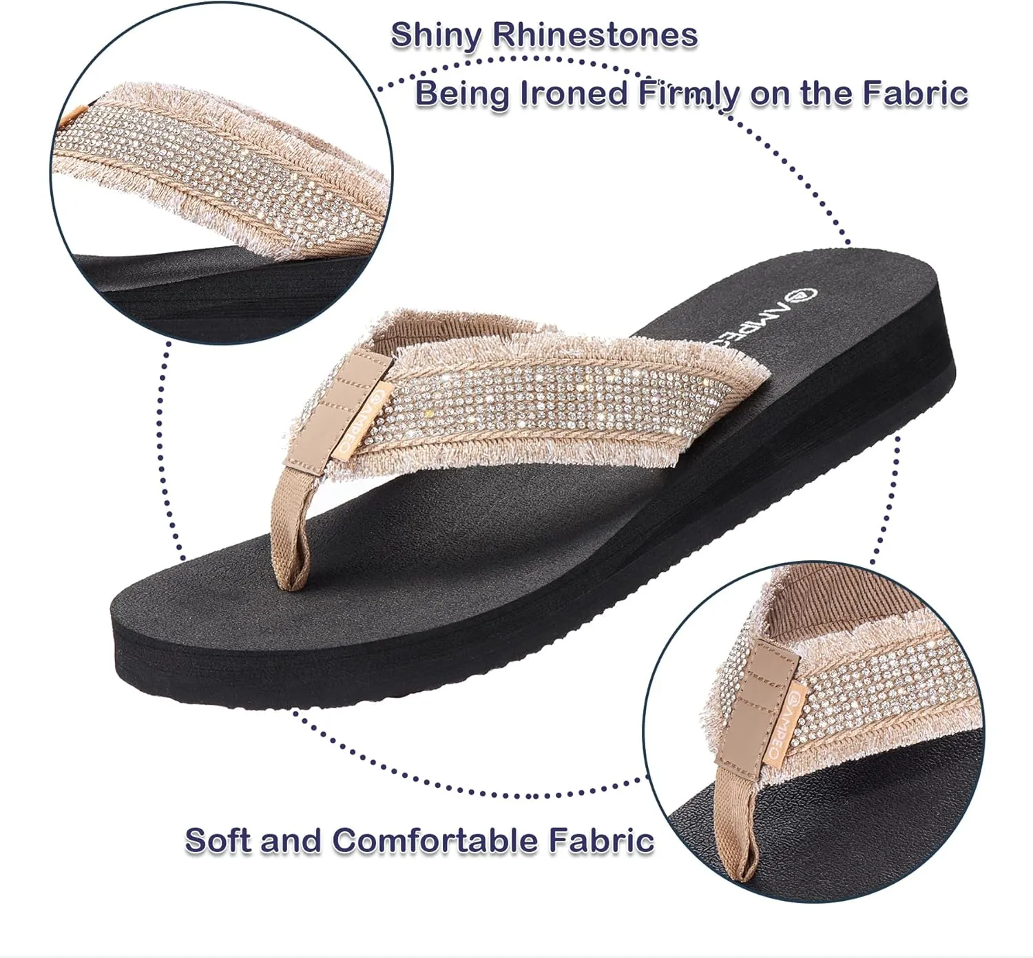 Ampeo Women's Arch Support Flip Flops Comfortable Casual Summer Beach Thong Sandals