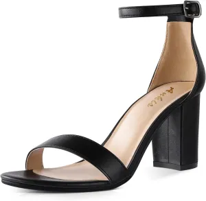 Ankis Heels for Women Open Toe Ankle Strap Chunky Heel Sandals 2.75 Inch