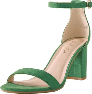 Ankis Heels for Women Open Toe Ankle Strap Chunky Heel Sandals 2.75 Inch