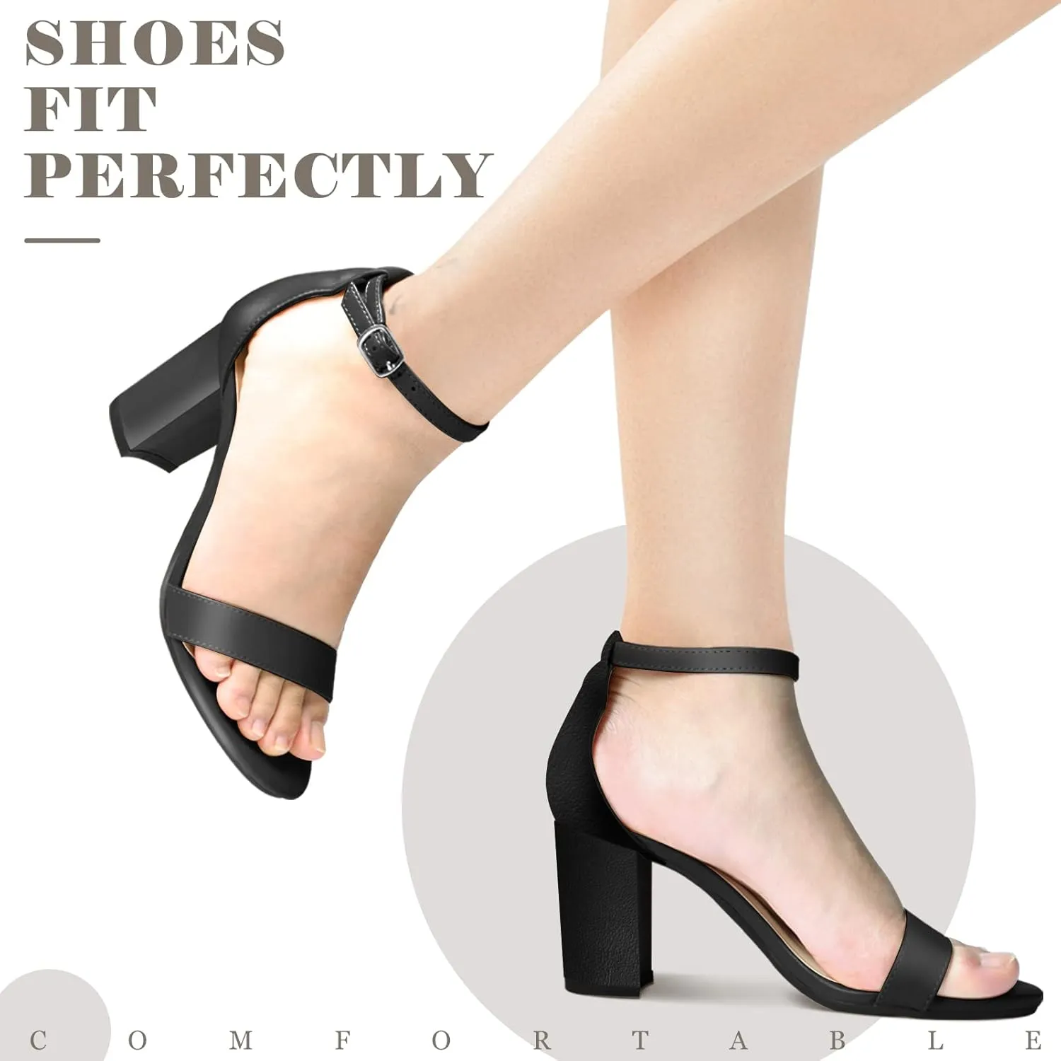 Ankis Heels for Women Open Toe Ankle Strap Chunky Heel Sandals 2.75 Inch