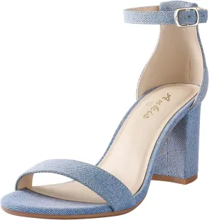 Ankis Heels for Women Open Toe Ankle Strap Chunky Heel Sandals 2.75 Inch