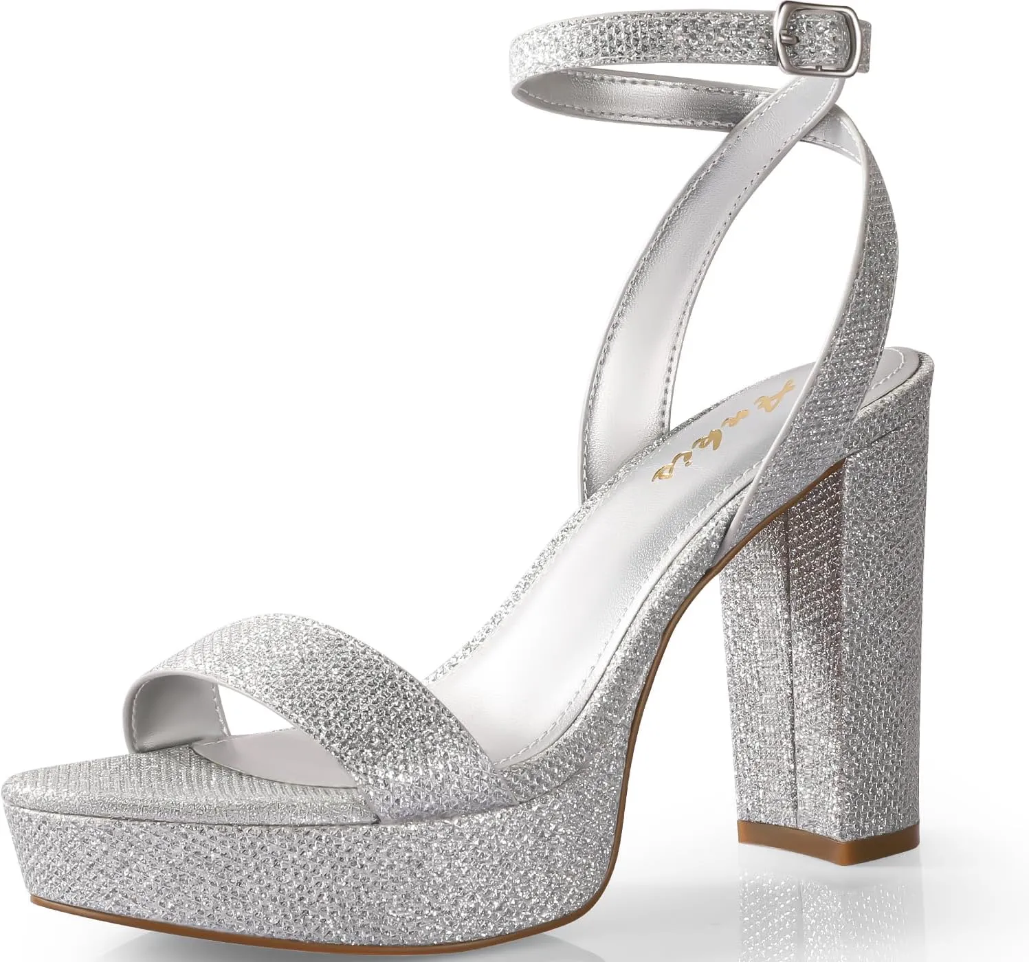 Ankis Platform Heels for Women 4 Inches Chunky Heels Sandals for Women Comfy Open Toe Block Heeled Sandals Nude White Silver Gold Black Ankle Strappy Heels for Women