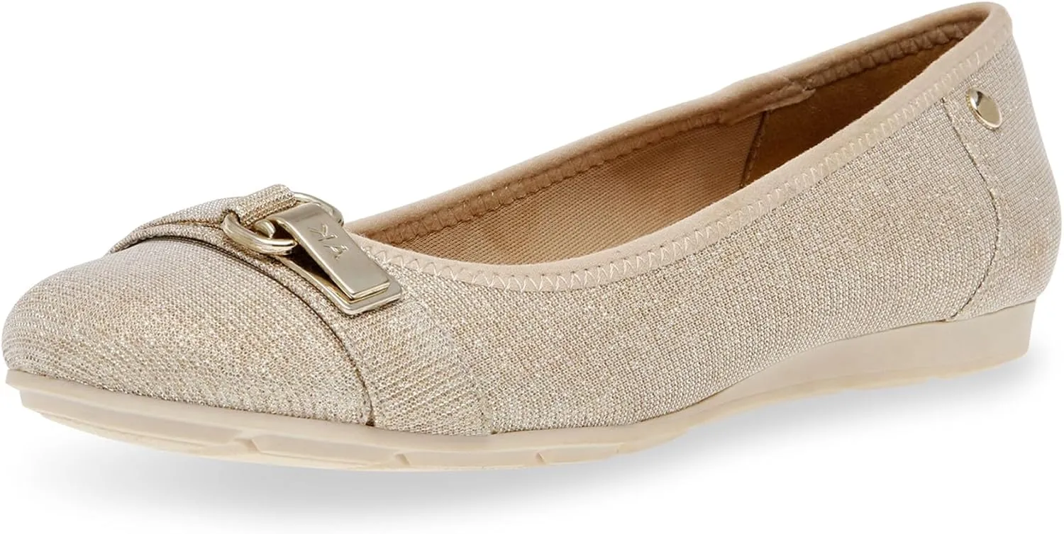 Anne Klein Women’s Able Comfortable Ballet Flat, Platinum, 10 M US