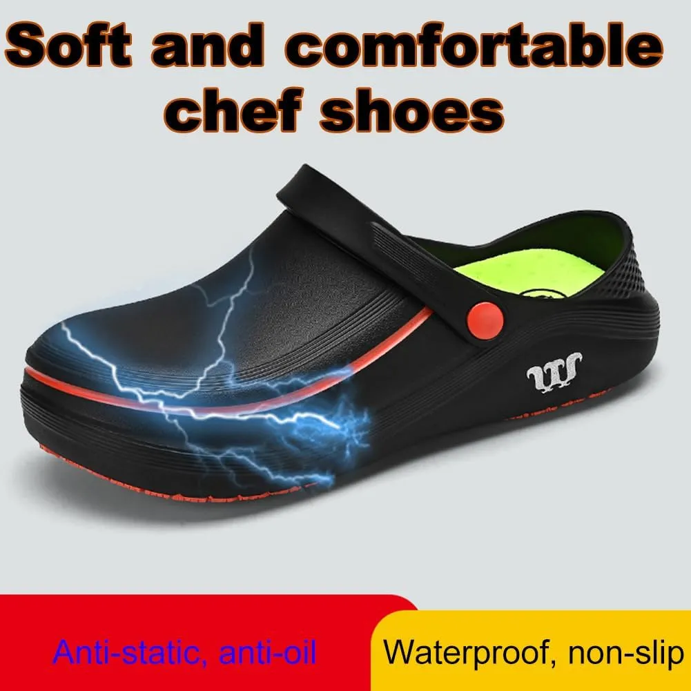 Armadillo Chef Shoes - Women's Kitchen Garden Nurse Shoes, Non-Slip, Comfortable, Waterproof, Oil Resistant, Black, Size 5.5