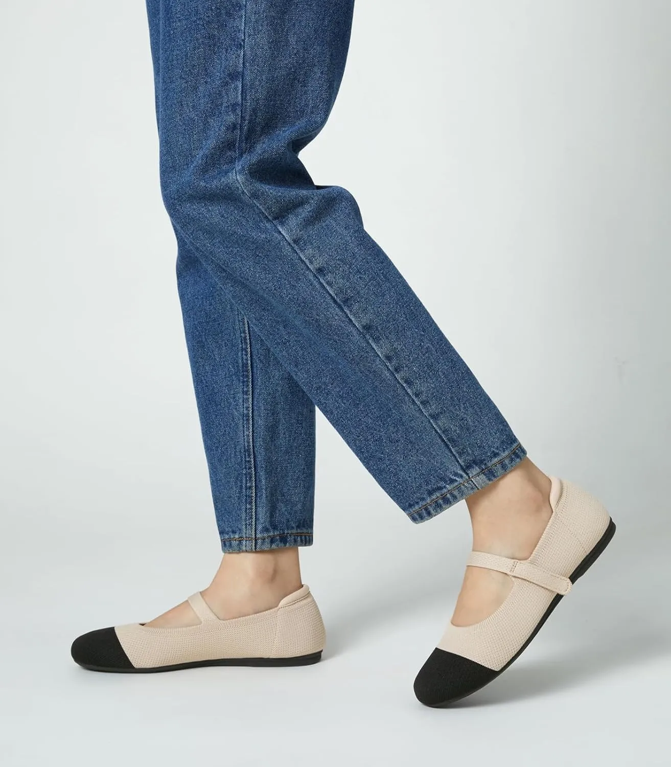 Arromic Ballet Flats for Women Round Toe Mary Jane Shoes Comfortable Dressy Women Flats Adjustable Straps Washable Knit Slip On Shoes